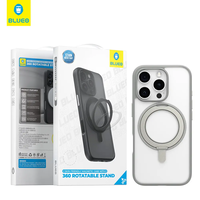 BLUEO Skin Friendly Magnetic Case with 360 Rotatable Stand iPhone 16 Pro, grey