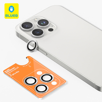 BLUEO Original metal frame lens Protector glass iPhone 15 Pro/15 Pro Max/16 Pro/16 Pro Max, Silver Titanium