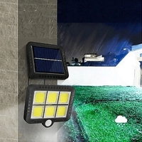 НЕМСКИ LED лампа със соларен панел, PIR сензор за движение, дистанционно управление, нощна улична лампа, черен + ЛЕД ФЕНЕР