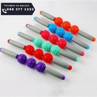 НЕМСКИ Ръчен масажор с 3 релефни ролки и неплъзгаща повърхност, Универсална употреба + ЛЕД ФЕНЕР