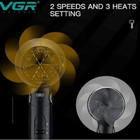 НЕМСКА Сешоар VGR V-439, Технология с отрицателни йони, 3 нива на топлината, Черен + ЛЕД ФЕНЕР