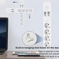 НЕМСКИ Универсален разклонител с 3 гнезда, Power Socket BKL-19 , 4.2А, 4 USB порта и 2 Type-C портала, Смарт технология, 3000W + ЛЕД ФЕНЕР