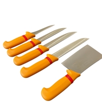 НЕМСКИ Комплект Професионални Месарски Ножове и Сатър 5 броя STAHLMAYER Exclusive + Подарък + ЛЕД ФЕНЕР