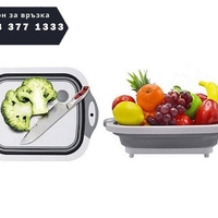 НЕМСКА Многофункционална сгъваема силиконова купа с вградена дъска и тапа, Универсална употреба + ЛЕД ФЕНЕР