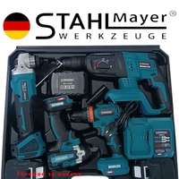 НЕМСКИ 4в1 Гайковерт Винтоверт Ъглошлайф 125мм и Перфоратор 36V 8,0AH ПРОМО КОМПЛЕКТ 3х Батерии и куфар Акумулаторни + ЛЕД ФЕНЕР