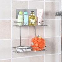 НЕМСКИ Стенен метален двуредов органайзер за баня /хром/ + ЛЕД ФЕНЕР