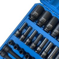 НЕМСКИ Професионален комплект ударни вложки и удължения 43части – 1/2“ (Cr-Mo) , HAWEK , HW-2053 + ЛЕД ФЕНЕР