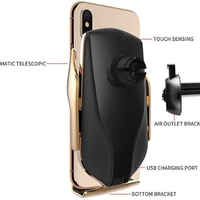 НЕМСКА Smart Line стойка за кола с безжично зареждане за телефон + ЛЕД ФЕНЕР