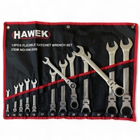 НЕМСКИ ЗВЕЗДОГАЕЧНИ ТРЕСЧОТНИ КЛЮЧОВЕ С ЧУПЕЩО РАМО 8 – 32 ММ 13 ЧАСТИ HAWEK + ЛЕД ФЕНЕР