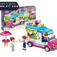 НЕМСКИ Конструктор Gudi, Ice Cream Van, Камион за сладолед, Модел 960, 228 части3 + ЛЕД ФЕНЕР