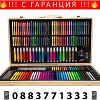 НЕМСКИ Творчески комплект за дете 180 части - пастели, моливи, маркери, акварели + ЛЕД ФЕНЕР