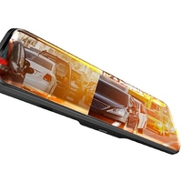 НЕМСКИ Видeорегистратор в огледало за обратно виждане за автомобил, Предна камера, 1080P 150° задна широкоъгална камера, Нощно виждане + ЛЕД ФЕНЕР