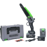 НЕМСКА Акумулаторна Ножица и Резачка за Клони Безжичен Трион с Автоматично Омасляване на Верига Лозарска HAWEK 4 Батерии + ЛЕД ФЕНЕР