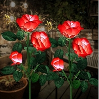 НЕМСКА LED слънчева лампа под формата на червена роза, За градина, Двор, Водоустойчивост + ЛЕД ФЕНЕР