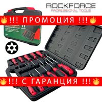 НЕМСКИ Отвертки ТОРКС Комплект 11 части ROCKFORCE + ЛЕД ФЕНЕР