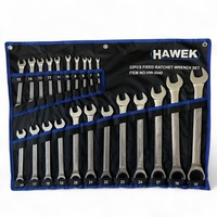 НЕМСКИ ЗВЕЗДОГАЕЧНИ ТРЕСЧОТНИ КЛЮЧОВЕ 6-32 ММ 22 ЧАСТИ HAWEK + ЛЕД ФЕНЕР