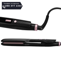 НЕМСКА Преса за коса Cemre, GoldMaster, Керамични кератинови плочи, Цифров дисплей, 59W + ЛЕД ФЕНЕР