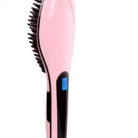 НЕМСКА Електрическа четка за изправяне на коса с LCD дисплей и функция йонизация, Розова + ЛЕД ФЕНЕР