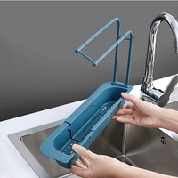 НЕМСКИ Разтегателен органайзер за мивка за универсална употреба + ЛЕД ФЕНЕР