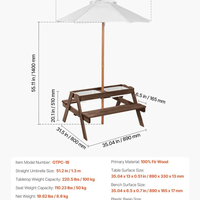 НЕМСКИ Дървен Градински Комплект – Пикник Маса с Пейки + ЛЕД ФЕНЕР