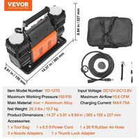 НЕМСКИ Преносим двуцилиндров компресор за гуми + ЛЕД ФЕНЕР