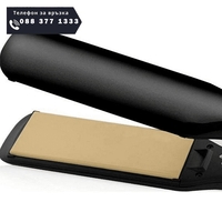 НЕМСКА Елегантна преса за коса Melisa, GoldMaster, Турмалинови плочи, 230C, Загрява бързо, Черна + ЛЕД ФЕНЕР