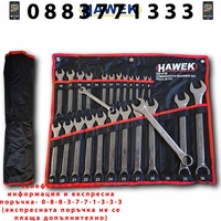 НЕМСКИ Професионален Комплект Звездогаечни Ключове HAWEK 25 части 6-36мм + ЛЕД ФЕНЕР