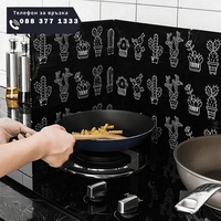 НЕМСКИ Кухненски протектор за готвене, Алуминиев, Топлоустойчив, Черен + ЛЕД ФЕНЕР