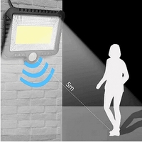 НЕМСКИ LED лампа със соларен панел, PIR сензор за движение, дистанционно управление, нощна улична лампа, черен + ЛЕД ФЕНЕР