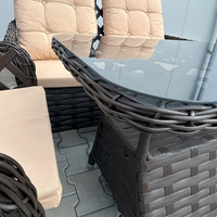 НЕМСКИ Градински Комплект Alaska От Изкуствен Ратан–2 стола+ ЛЕД ФЕНЕР