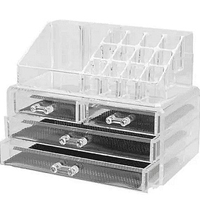 НЕМСКИ Комбиниран органайзер за гримове и бижута, 4 чекмеджета + ЛЕД ФЕНЕР