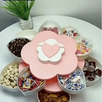 НЕМСКА Двуетажна моделираща и въртяща се кутия за ядки и бонбони, Пластмасова + ЛЕД ФЕНЕР