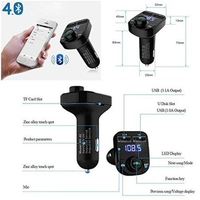 НЕМСКИ FM Трансмитер X8 - Bluetooth, USB, FM аудио предавател, MP3 плейър, Handsfree + ЛЕД ФЕНЕР