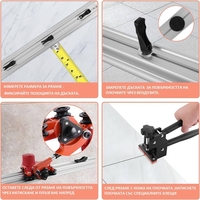 НЕМСКИ Полски Комплект Линеал за Рязане на Плочки до 340см HAWEK HW-9015 + ЛЕД ФЕНЕР