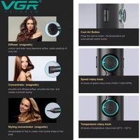 НЕМСКИ Професионален Сешоар VGR-401 – Черен С LED Дисплей