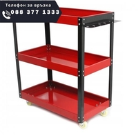 НЕМСКА Количка за инструменти с 3 рафта и поставка за отвертки MAR POL + ЛЕД ФЕНЕР