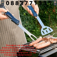 НЕМСКИ Комплект прибори за BBQ Bdown от неръждаема стомана, Елегантна кутия, 6 броя + ЛЕД ФЕНЕР