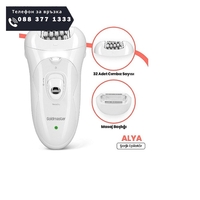 НЕМСКА Епилатор Alya, GoldMaster, LED светлинна, Масажираща глава за облекчаване на болката, 32 бр пинсети, Бял + ЛЕД ФЕНЕР.