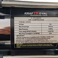 НЕМСКИ Компресор Двубутален за Помпане на Гуми с Led Фенер Маркуч за въздух Филитили и накрайници Комплект Пътна Помощ KRAFTROYAL + ЛЕД ФЕНЕР