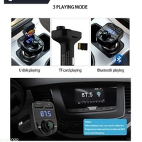 НЕМСКИ FM Трансмитер X8 - Bluetooth, USB, FM аудио предавател, MP3 плейър, Handsfree + ЛЕД ФЕНЕР