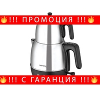 НЕМСКИ Електрическа кана за чай, GoldMaster, 2200W, Филтър за чай от неръждаема стомана, Устройство за навиване на кабела, Инокс + ЛЕД ФЕНЕР