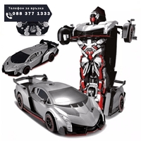 НЕМСКИ Кола - Робот Трансформърс с дистанционно JQ Troopers Violent + ЛЕД ФЕНЕР