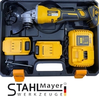 НЕМСКИ Акумулаторен Ъглошлайф 36V 8,0AH 125mm с ПОДАРЪК 3 броя диск за дърво + ЛЕД ФЕНЕР