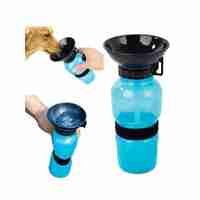 НЕМСКА Туристическа кучешка бутилка за вода, 0,5 литра, Синя + ЛЕД ФЕНЕР