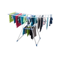 НЕМСКИ Сгъваем сушилник за дрехи, 2 нива, Стабилен + ЛЕД ФЕНЕР