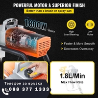 НЕМСКИ Пистолет за пръскане с безвъздушна боя + ЛЕД ФЕНЕР