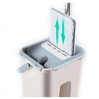 НЕМСКА Комплект кофа с плосък моп с 2 отделения и 360 ° въртящ се плосък моп + ЛЕД ФЕНЕР