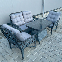 НЕМСКИ Градински Комплект Alaska От Изкуствен Ратан–2 стола+ ЛЕД ФЕНЕР