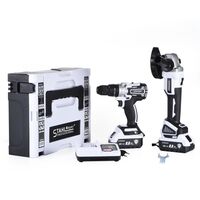 НЕМСКИ Акумулаторен Ъглошлайф 125мм и Акумулаторен Ударен Винтоверт 2в1 STAHLMAYER Метален Патронник 36V 8,0AH 2 Батерии + ЛЕД ФЕНЕР