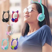 НЕМСКИ Музикални Светещи котешки слушалки за уши с Bluetooth + ЛЕД ФЕНЕР